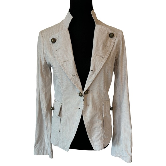 Cino Pinstripe Brass Button Military Jacket XS - Picture 2 of 12